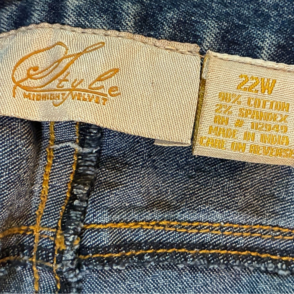 Vintage Style Midnight Velvet Floral Sequins Jeans Size 22W - Picture 11 of 14